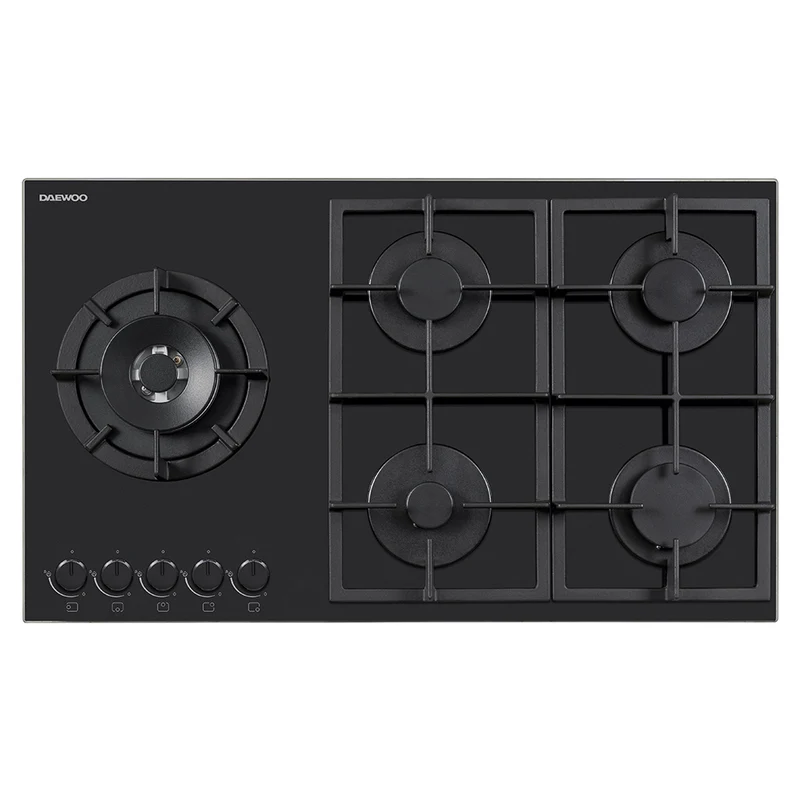 Daewoo BH9GKF51BNH-FR Built-In 90cm Gas on Glass Hob, Knob Control