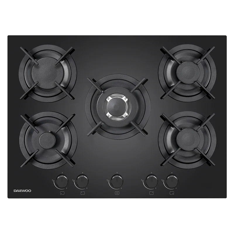 Daewoo H7G51H3IT Built-In 70cm Gas on Glass Hob, Knob Control