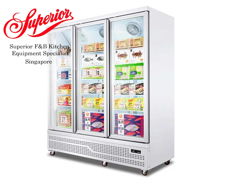 3 Door White Glass Chiller Display