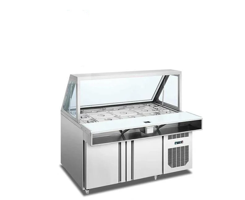 Counter Chiller with Glass Display with Topping hole / Sneezeguard / Chopping board