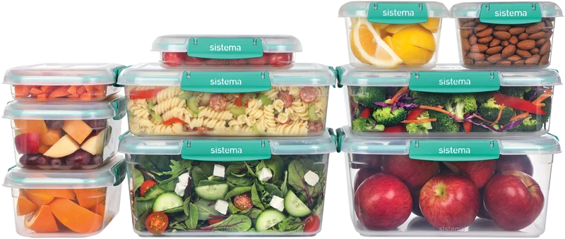 Sistema 10 Pack Klip It Plus Minty Teal Food Storage Containers
