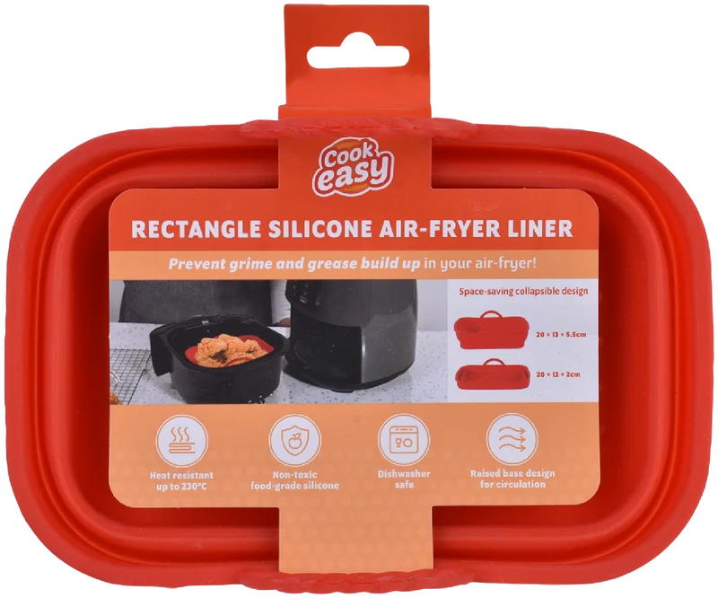 Cook Easy 20cm Rectangle Collapsible Silicone Air Fryer Liner