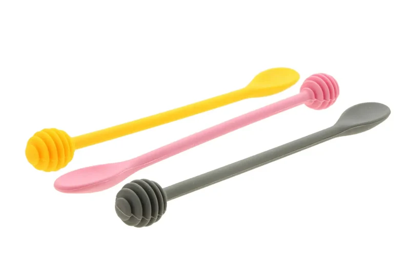 Cuisena Mini Silicone Honey Spoon (Colours: Pink, Yellow And Grey)-Each