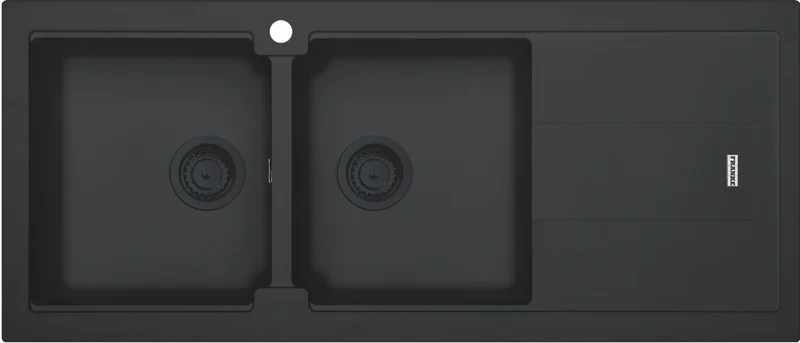 Franke Bali Double Bowl Sink with Right Hand Drainer - Matt Black