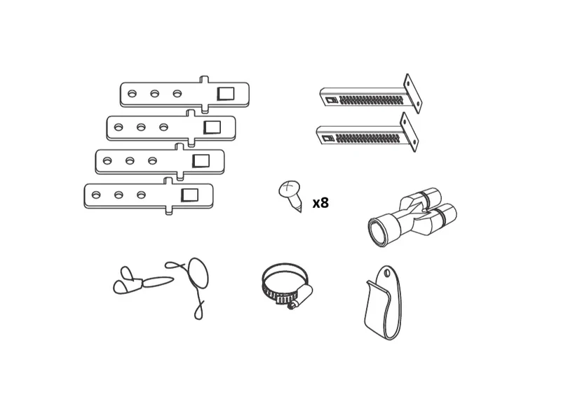 Omega Dishwasher Install Pack (Hose Joiner, Brackets, Clamps, Screws)