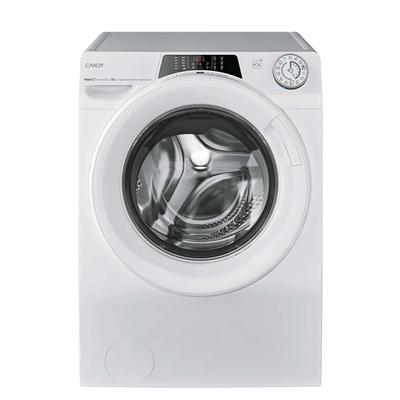 Candy RapidÓ Lavatrice Carica Frontale 9 KG, 40% più efficente della classe A, 1400 giri, Bianco, Inverter, Vapore, Wi-Fi, 9 Cicli Rapidi, RO494DWM12/1-S