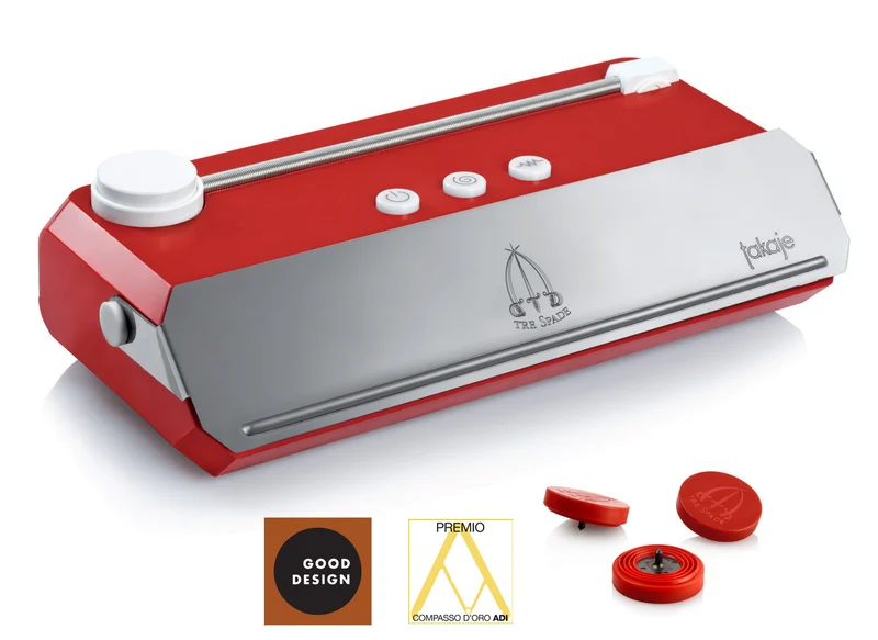 Ⓜ️🔵🔵🔵 Tre Spade kit completo Takaje ROSSA o BLU o BIANCA - Confezionatrice sottovuoto + 2 VALVOLE PER BARATTOLI + 1 TAPPO BOTTIGLIE + 10 BUSTE, disponibile nei colori ROSSO / BLU / BIANCO Made in Italy
