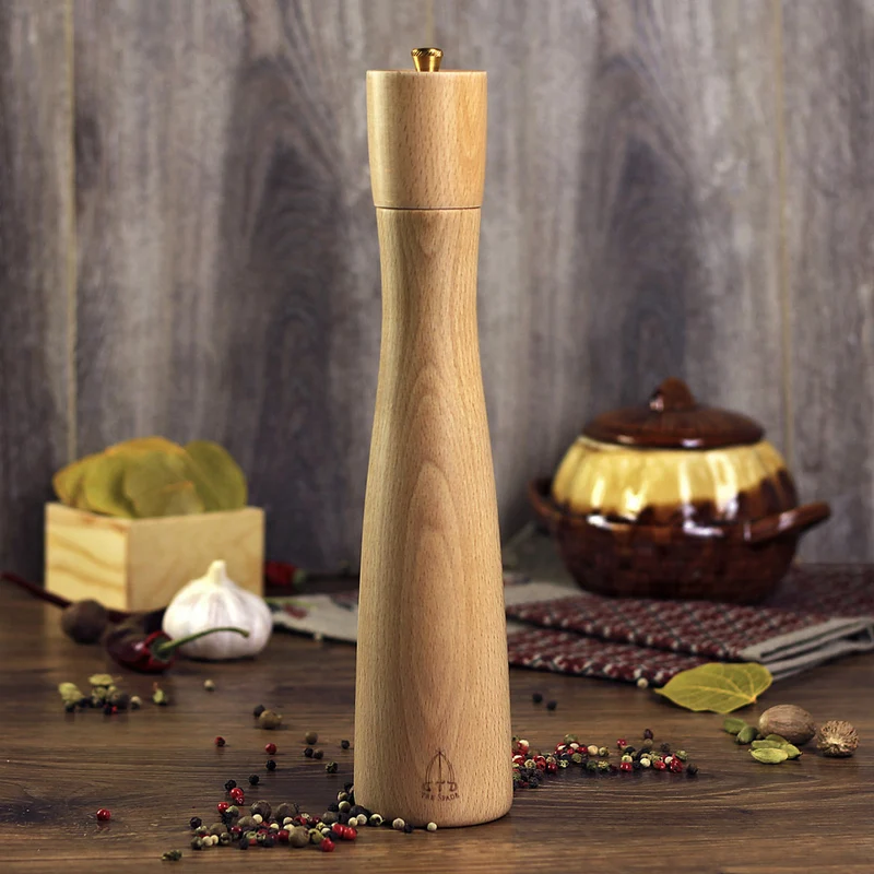 Ⓜ️🔵🔵🔵👌 Tre Spade Tancredi MD30 - Macinino Macinapepe prodotto artigianalmente in Italia, 30 cm, legno di faggio certificato PEFC, color legno chiaro naturale, macine garantite 25 anni