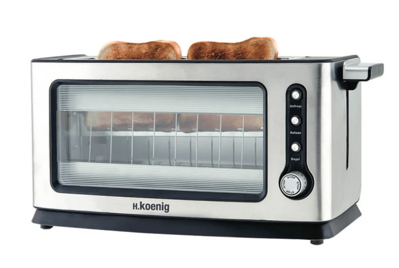 Ⓜ️🔵🔵🔵👌 H.Koenig VIEW6 - Tostapane trasparente, corpo in ACCIAIO INOX e VETRO
