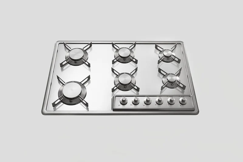 Ⓜ️🔵🔵🔵 Alpes F 579/6G - Piano cottura da incasso semifilo, 6 fuochi gas, acciaio inox, profondità 51cm