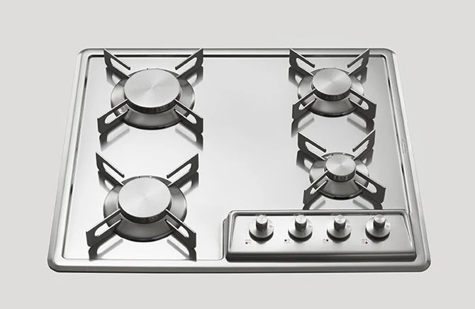 Ⓜ️🔵🔵🔵 Alpes F 559/4G - Piano cottura da incasso semifilo, 4 fuochi gas, acciaio inox, profondità 51cm
