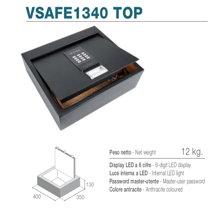 Ⓜ️🔵🔵🔵 Vitrifrigo VSAFE 1340 TOP - Cassaforte elettronica con apertura superiore meccanizzata, luce LED interna