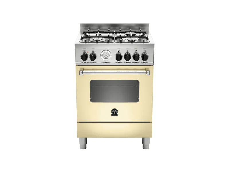 Ⓜ️🔵🔵🔵 LA GERMANIA AMN664ECRT - [📦🚨Spedizione immediata!🚚💨] Cucina, Piano di Lavoro Scatolato, 4 Fuochi Gas, Forno Elettrico Singolo Multifunzione, 60x60 cm, Crema Opaco, Serie Americana, Nuova classe A
