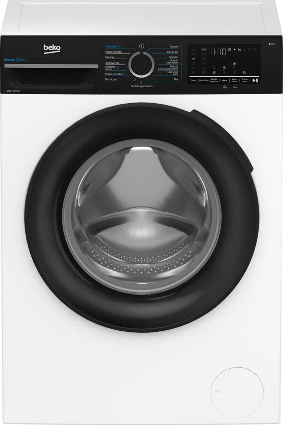 Beko BMGWT41241B B300 Lavatrice A Libera Installazione 12 Kg, 1400 Giri, Energyspin, Classe A, Nero Bianco