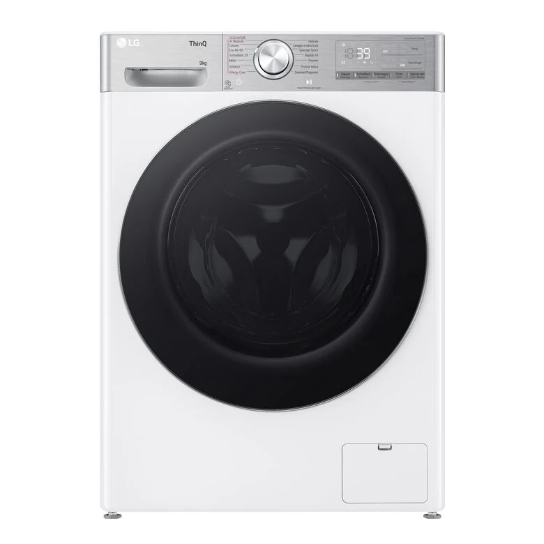 LG F4R9009TPWC Lavatrice 9kg AI DD, Classe A-40%, 1400 giri, TurboWash, Vapore