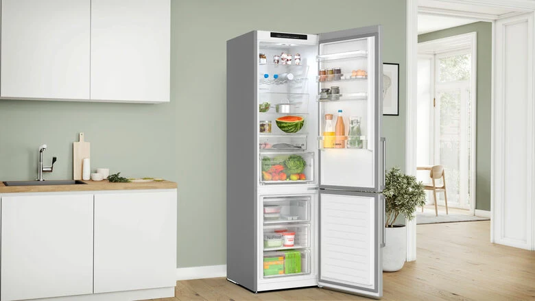 Bosch Serie 4 KGN39VLCT Frigorifero combinato da libera installazione 203 x 60 cm Metal look Classe C