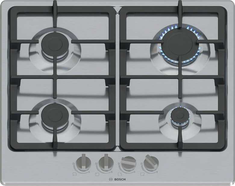Bosch Serie 4 PGP6B5K90 Piano cottura a gas 60 cm 4 fuochi Acciaio Inox