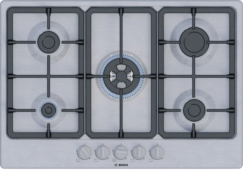 Bosch Serie 4 PGQ7B5K90 Piano cottura a gas 75 cm 5 fuochi Acciaio Inox