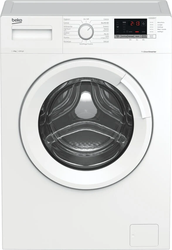 Beko WUX81282WI/IT Lavatrice A Libera Installazione 8 Kg, 1200 Giri, AquaWave®, AntiCrease®, Classe A, Bianco