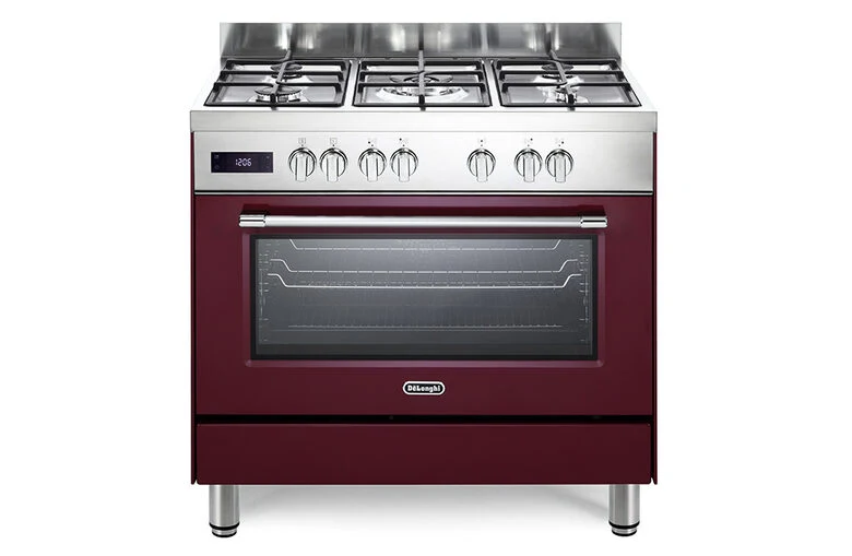 De’Longhi PRO 96 MR ED cucina Elettrico Gas Bordeaux, Rosso, Acciaio inox