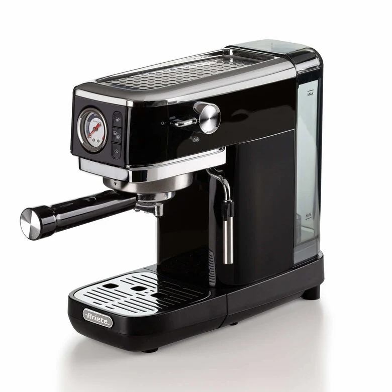 Ariete 1381 Macchina da caffè con manometro, compatibile con caffè in polvere e cialde ESE, 1300 W, Capacità 1,1 L, 15 bar di pressione, Filtro 1 o 2 tazze, Dispositivo Cappuccino, Nero
