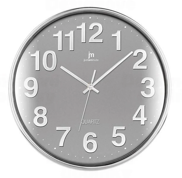 Lowell Justaminute 00816 Orologio da parete in quarzo Cerchio Cromo, Grigio