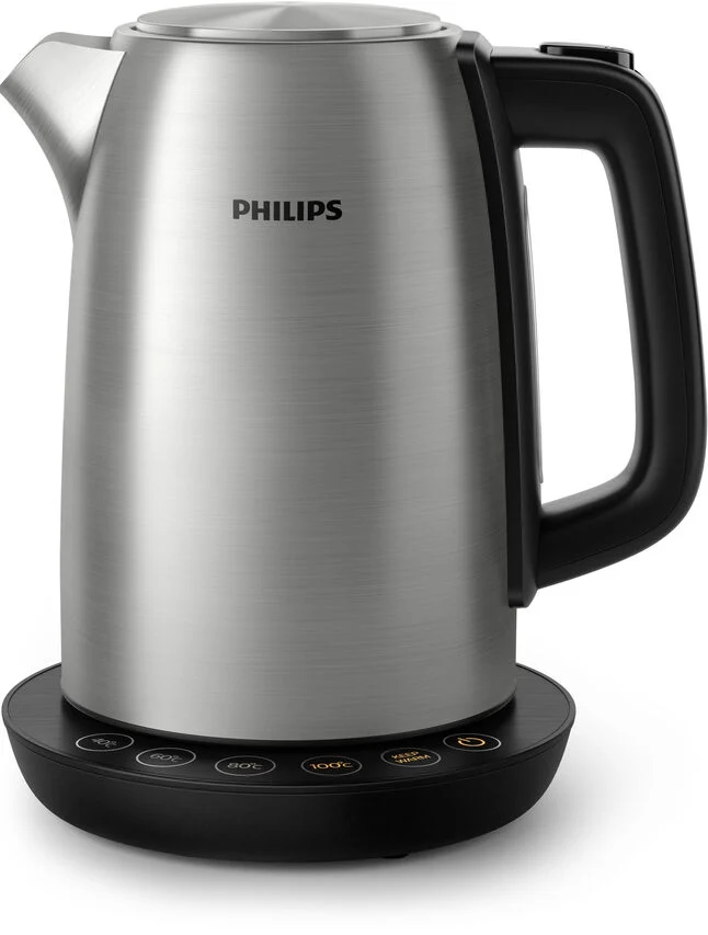 Philips Avance Collection Bollitore con controllo temp., metallo, 1,7 L, coperchio a molla