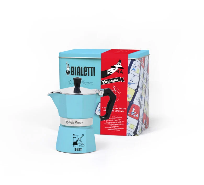 Bialetti Moka Express Carosello 3 Tazze Azzurro