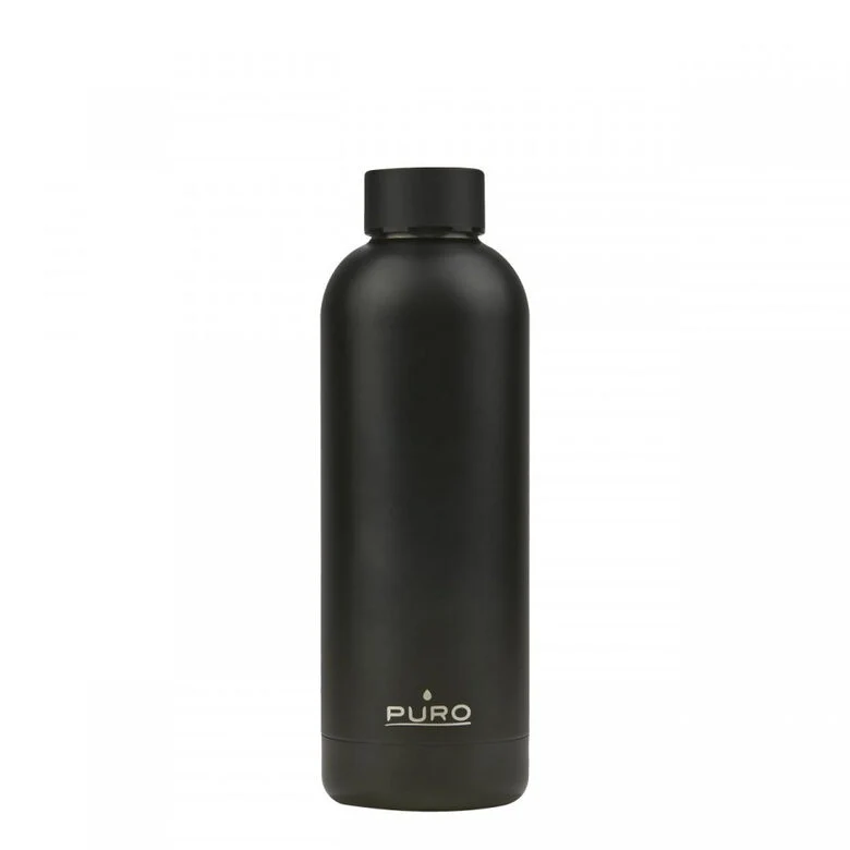 PURO Hot&Cold Glossy Uso quotidiano 500 ml Acciaio inossidabile Nero, Metallico