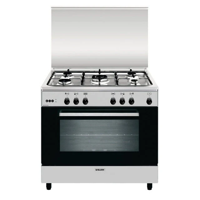 Glem Gas A965VI cucina Piano cottura Nero, Acciaio inossidabile A
