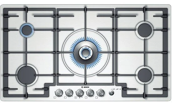 Bosch PCR915M91E piano cottura Acciaio inossidabile Da incasso Gas 5 Fornello(i)