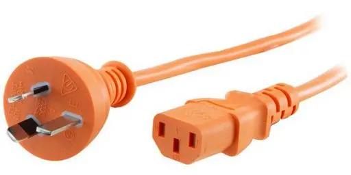 Universal AC Power Cable 3-Prong Iec - C13 (3mt, 10A Orange)
