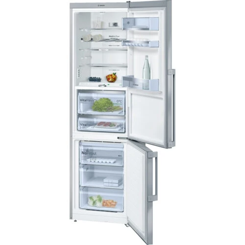Bosch Serie 8 KGF39PI45 frigorifero con congelatore Libera installazione 343 L Metallico, Acciaio inossidabile