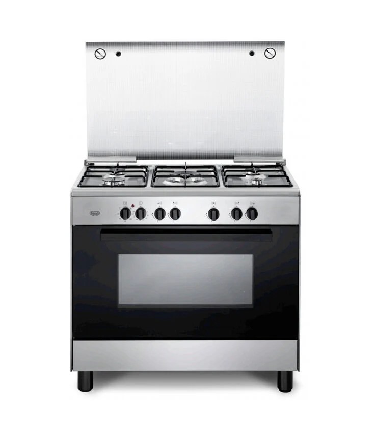 De’Longhi FMX 96 ED cucina Elettrico Gas Nero, Stainless steel A