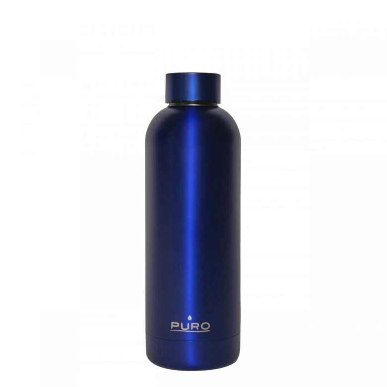PURO Hot&Cold Glossy Bicicletta, Uso quotidiano, Fitness, Sport 500 ml Acciaio inossidabile Blu, Metallico