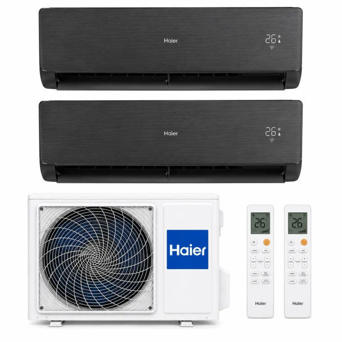 Haier Kit Condizionatore H2U14MAAOUT + 2 AS25SBBHRA-MB , Wi-Fi integrato Inverter