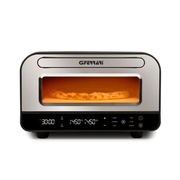 G3 Ferrari G10204 Pizza Pro 2 Minuti, 1700 W, Raggiunge fino 450°C, Pareti fredde,Cottura in 2 minuti, Display digitale con 6 programmi, Pietra refrattaria, Accessori e ricettario inclusi, G