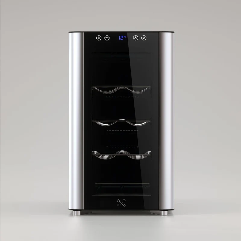 Ⓜ️🔵🔵🔵 LES PETITS CHAMPS CAVS8 - Cantinetta per 8 bottiglie, 3 ripiani in metallo, SISTEMA ANTIVIBRAZIONE, controlli digitali, luce LED