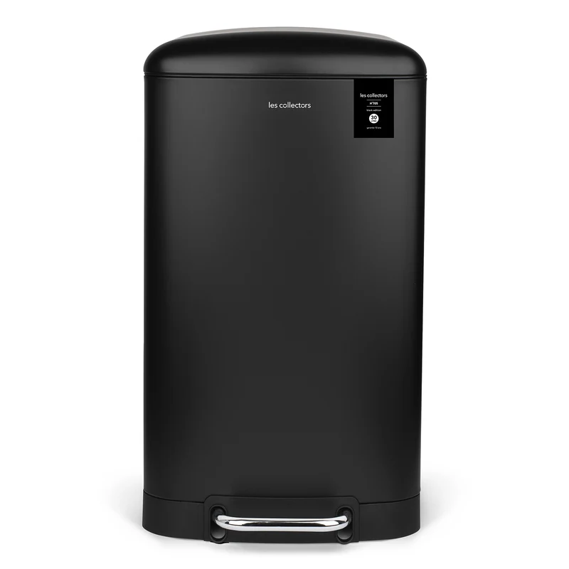 Ⓜ️🔵🔵🔵 Les Collectors N°705 - Pattumiera da cucina a pedale in ACCIAIO INOX, colore NERO opaco, 30L