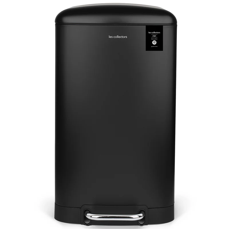 Ⓜ️🔵🔵🔵 Les Collectors N°867 - Pattumiera da cucina a pedale in ACCIAIO INOX, colore NERO opaco, 40L