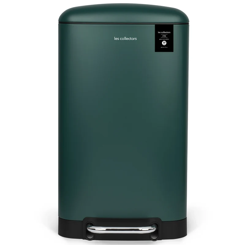 Ⓜ️🔵🔵🔵👌 Les Collectors N°863 - Pattumiera da cucina a pedale in ACCIAIO INOX, colore VERDE SCURO opaco, 40L