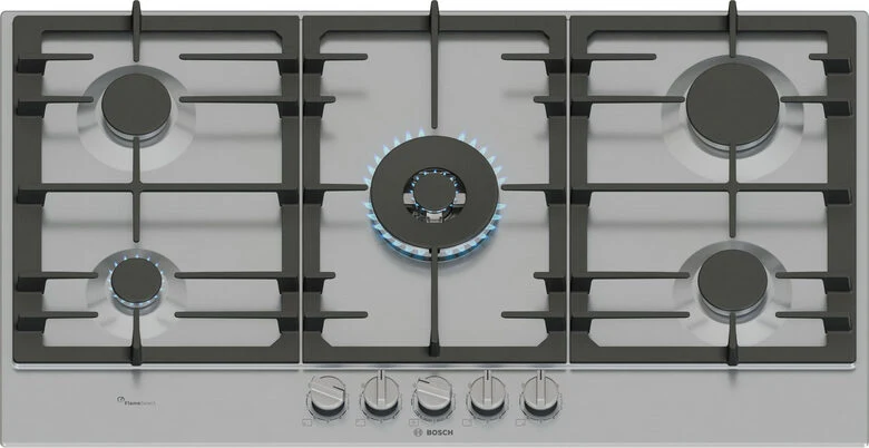 Bosch Serie 6 PCR9A5I90 , Piano cottura a gas, 90 cm, Acciaio inox