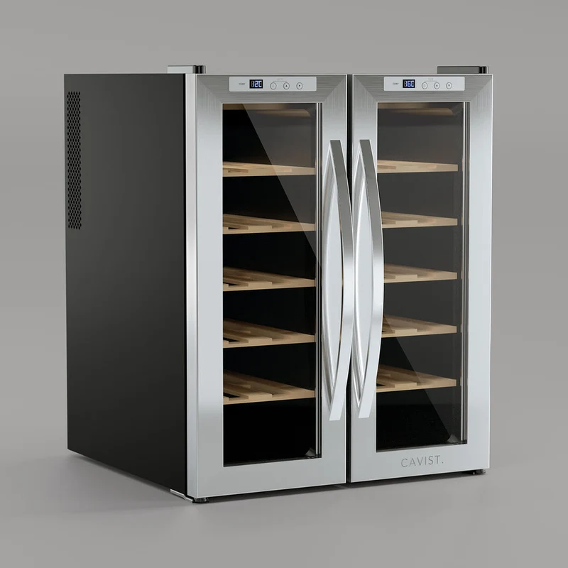 Ⓜ️🔵🔵🔵👌 Cavist CAVIST.24 - Cantinetta per 24 bottiglie, 2 ZONE di temperatura, 10 RIPIANI IN LEGNO, SILENZIOSA, SISTEMA ANTIVIBRAZIONE, LUCE LED