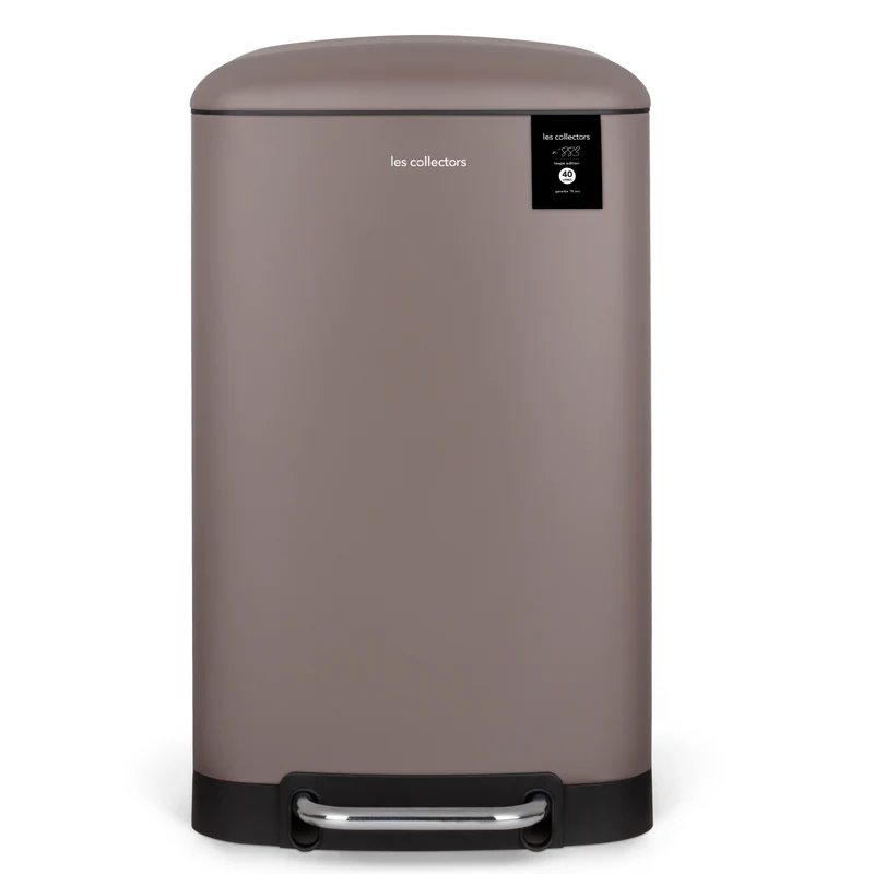 Ⓜ️🔵🔵🔵 Les Collectors N°883 - Pattumiera da cucina a pedale in ACCIAIO INOX, colore TORTORA opaco, 40L