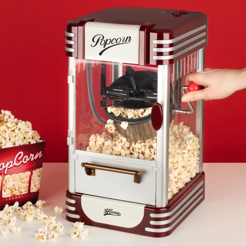 Ⓜ️🔵🔵🔵 H.Koenig POP330 - Macchina per pop corn, luce interna per mantenerli caldi, design retró, capiente e bella da vedere!