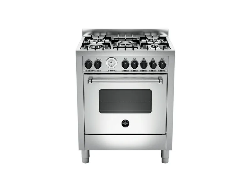Ⓜ️🔵🔵🔵 LA GERMANIA AMN765GXT - Cucina, Piano di Lavoro Scatolato, 5 Fuochi Gas, 70x60 cm, Acciaio inox, Serie Americana, Forno Gas Ventilato, Classe A+