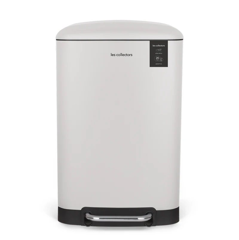 Ⓜ️🔵🔵🔵 Les Collectors N°528 - Pattumiera a pedale, corpo in ACCIAIO INOX e finitura BIANCO OPACO, 20 litri, CHIUSURA SILENZIOSA del coperchio