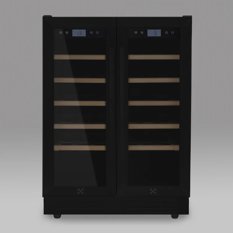 Ⓜ️🔵🔵🔵 LES PETITS CHAMPS CAVCEDB42 - Cantinetta TOTAL BLACK per 42 bottiglie, NERA, 2 ZONE di temperatura, No-Frost, anti-UV, SILENZIOSA, filtro carbone, ANTIVIBRAZIONE