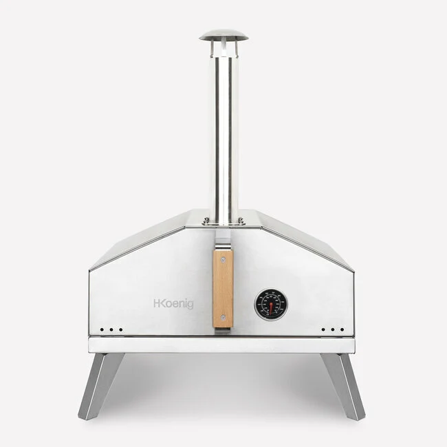 Ⓜ️🔵🔵🔵 H.Koenig GINO440 - Forno pizza da 450°C a gas da esterno, ALTISSIMA QUALITÀ, tutto in ACCIAIO INOX e manico in legno, PIETRA DI CORDIERITE 30,5x30,5 cm, fatto per durare come uno professionale