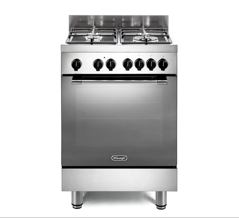 Ⓜ️🔵🔵🔵 De Longhi GEMMA 66 ML - Cucina INOX 4 bruciatori gas di cui un doppia corona, robuste griglie in ghisa, forno elettrico ventilato con 10 funzioni, MADE IN ITALY 🇮🇹, Classe A